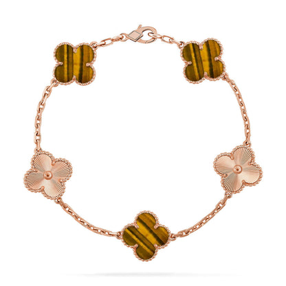 [Lumina] CLOVER 5 MOTIFS TIGER EYE BRACELET COLLECTION
