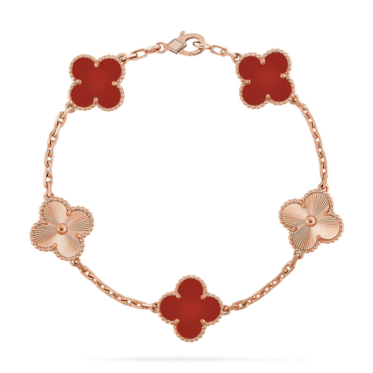 [Lumina] CLOVER 5 MOTIF RED CORNELIAN BRACELET COLLECTION