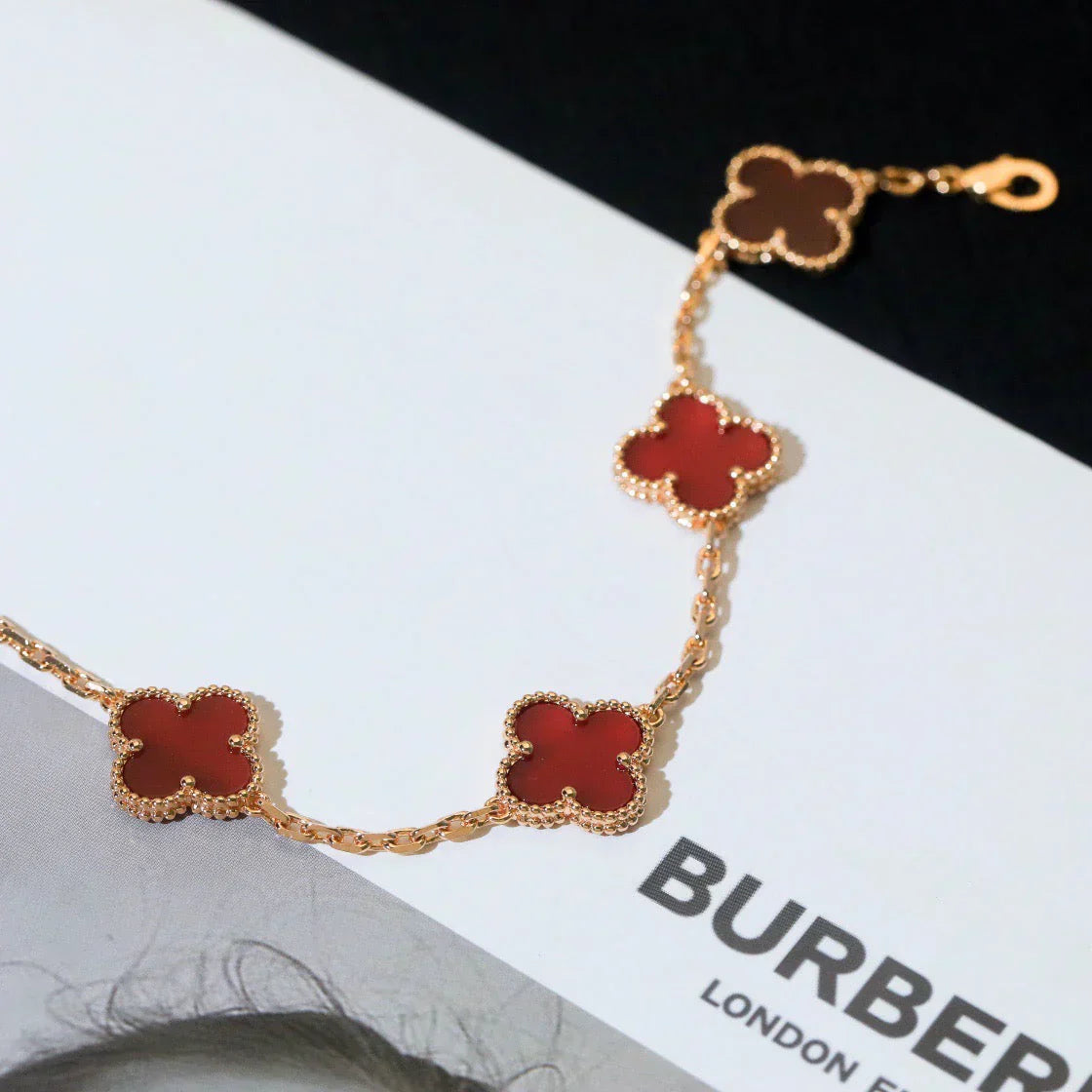 [Lumina] CLOVER 5 MOTIF RED CORNELIAN BRACELET COLLECTION