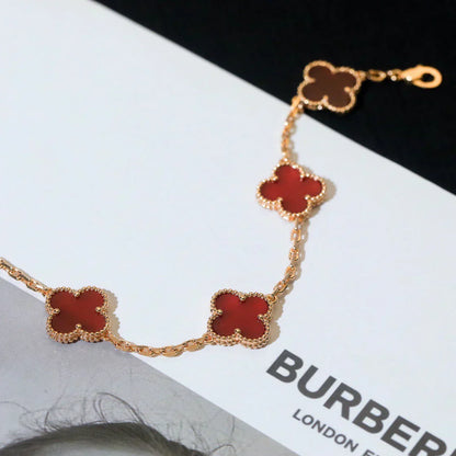 [Lumina] CLOVER 5 MOTIF RED CORNELIAN BRACELET COLLECTION