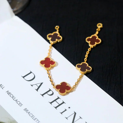 [Lumina] CLOVER 5 MOTIF RED CORNELIAN BRACELET COLLECTION