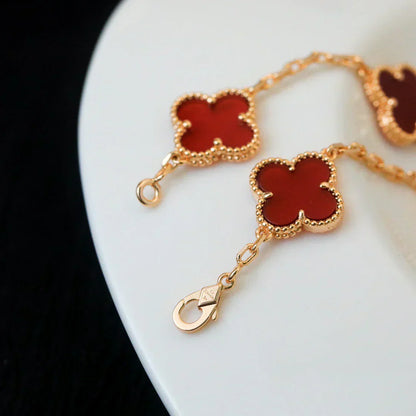 [Lumina] CLOVER 5 MOTIF RED CORNELIAN BRACELET COLLECTION