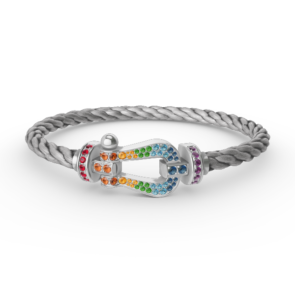 [Lumina]FORC LARGE HORSESHOE  COLORED DIAMOND BRACELET SILVER