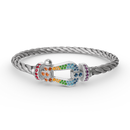 [Lumina]FORC LARGE HORSESHOE  COLORED DIAMOND BRACELET SILVER