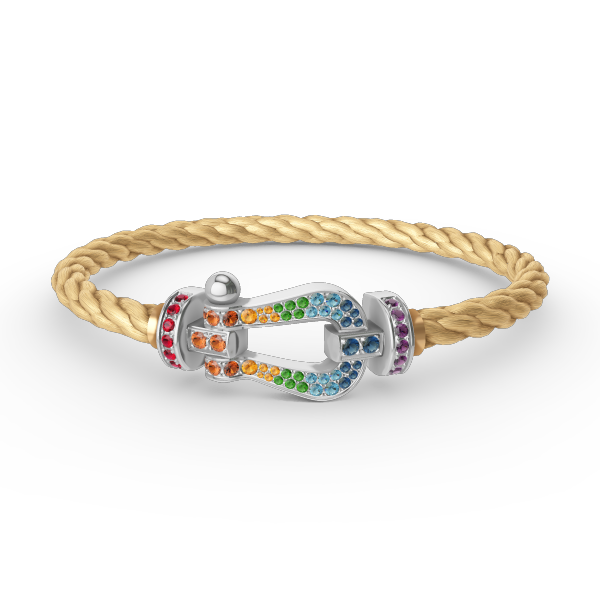 [Lumina]FORC LARGE HORSESHOE  COLORED DIAMOND BRACELET SILVER