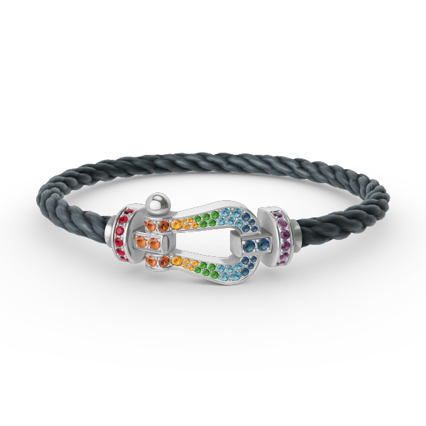 [Lumina]FORC LARGE HORSESHOE  COLORED DIAMOND BRACELET SILVER