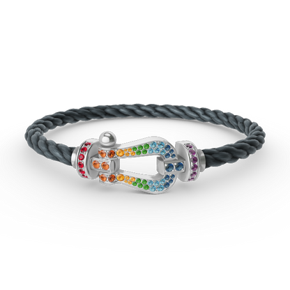 [Lumina]FORC LARGE HORSESHOE  COLORED DIAMOND BRACELET SILVER
