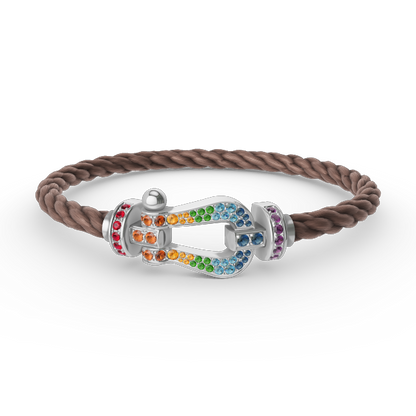 [Lumina]FORC LARGE HORSESHOE  COLORED DIAMOND BRACELET SILVER
