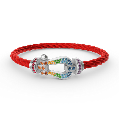[Lumina]FORC LARGE HORSESHOE  COLORED DIAMOND BRACELET SILVER