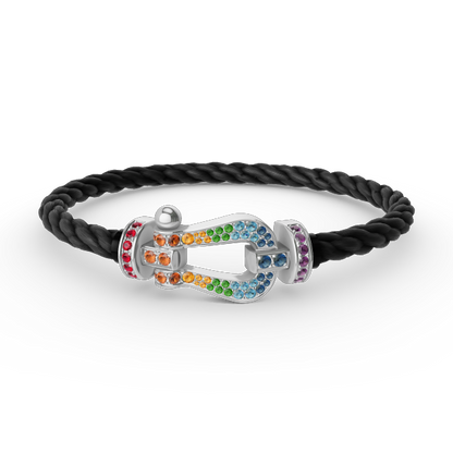 [Lumina]FORC LARGE HORSESHOE  COLORED DIAMOND BRACELET SILVER