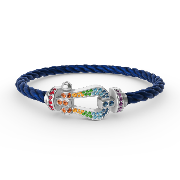 [Lumina]FORC LARGE HORSESHOE  COLORED DIAMOND BRACELET SILVER
