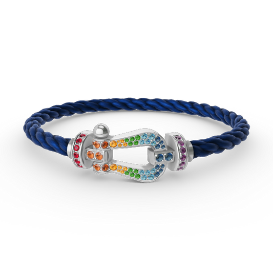 [Lumina]FORC LARGE HORSESHOE  COLORED DIAMOND BRACELET SILVER