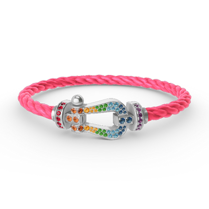 [Lumina]FORC LARGE HORSESHOE  COLORED DIAMOND BRACELET SILVER