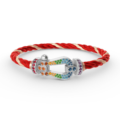 [Lumina]FORC LARGE HORSESHOE  COLORED DIAMOND BRACELET SILVER