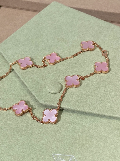 [Lumina Jewellery] Pink Necklace with Ten Clover Designs