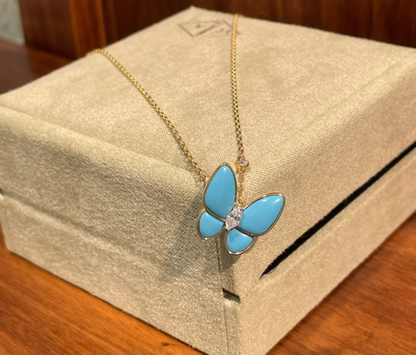 [Lumina]Turquoise Butterfly Gold Necklace