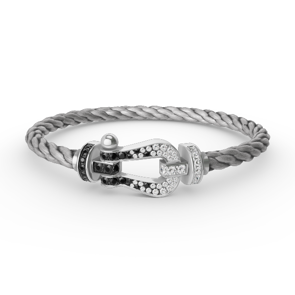 [Lumina]FORCE LARGE HORSESHOE BLACK WHITE DIAMOND BRACELET SILVER