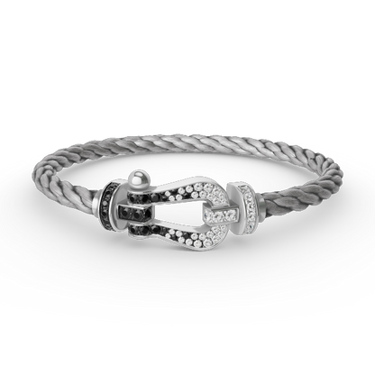 [Lumina]FORCE LARGE HORSESHOE BLACK WHITE DIAMOND BRACELET SILVER