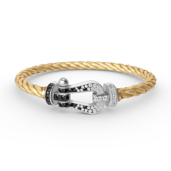 [Lumina]FORCE LARGE HORSESHOE BLACK WHITE DIAMOND BRACELET SILVER