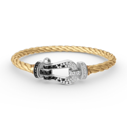 [Lumina]FORCE LARGE HORSESHOE BLACK WHITE DIAMOND BRACELET SILVER