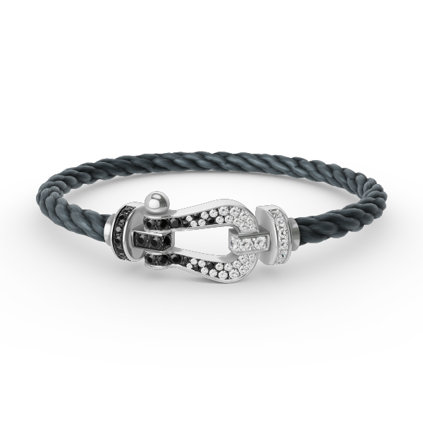 [Lumina]FORCE LARGE HORSESHOE BLACK WHITE DIAMOND BRACELET SILVER
