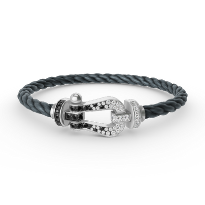 [Lumina]FORCE LARGE HORSESHOE BLACK WHITE DIAMOND BRACELET SILVER