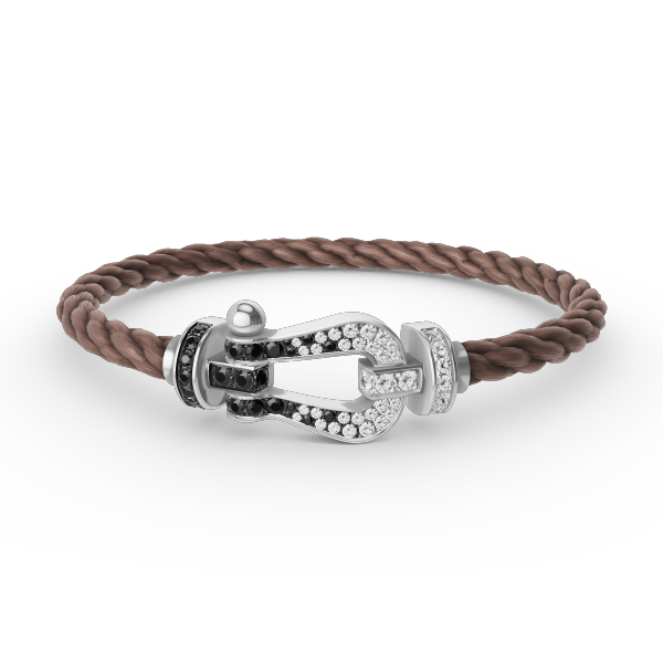 [Lumina]FORCE LARGE HORSESHOE BLACK WHITE DIAMOND BRACELET SILVER