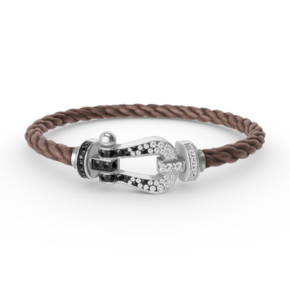 [Lumina]FORCE LARGE HORSESHOE BLACK WHITE DIAMOND BRACELET SILVER