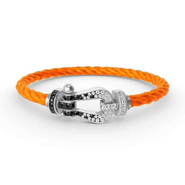 [Lumina]FORCE LARGE HORSESHOE BLACK WHITE DIAMOND BRACELET SILVER