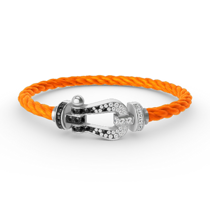 [Lumina]FORCE LARGE HORSESHOE BLACK WHITE DIAMOND BRACELET SILVER