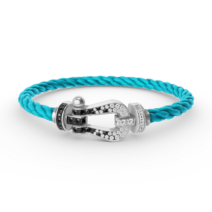 [Lumina]FORCE LARGE HORSESHOE BLACK WHITE DIAMOND BRACELET SILVER