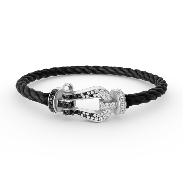 [Lumina]FORCE LARGE HORSESHOE BLACK WHITE DIAMOND BRACELET SILVER