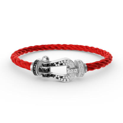 [Lumina]FORCE LARGE HORSESHOE BLACK WHITE DIAMOND BRACELET SILVER