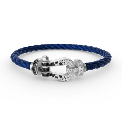 [Lumina]FORCE LARGE HORSESHOE BLACK WHITE DIAMOND BRACELET SILVER