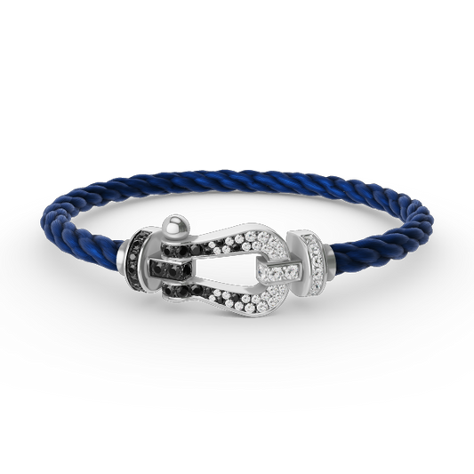 [Lumina]FORCE LARGE HORSESHOE BLACK WHITE DIAMOND BRACELET SILVER