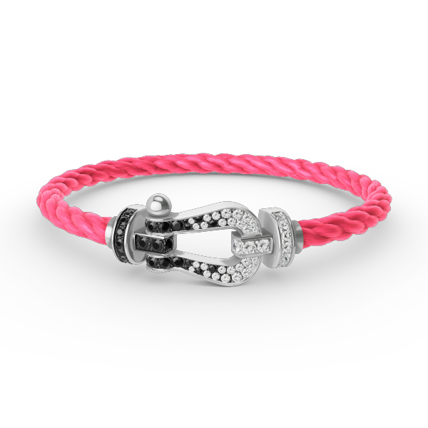 [Lumina]FORCE LARGE HORSESHOE BLACK WHITE DIAMOND BRACELET SILVER