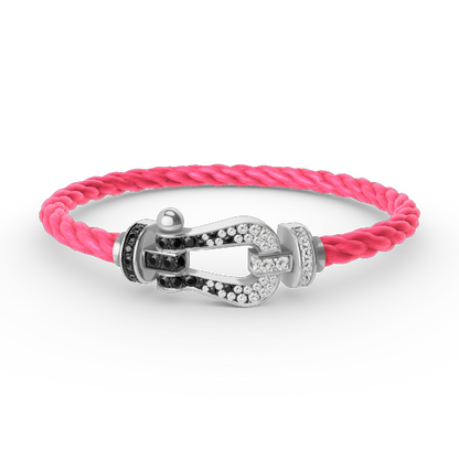 [Lumina]FORCE LARGE HORSESHOE BLACK WHITE DIAMOND BRACELET SILVER