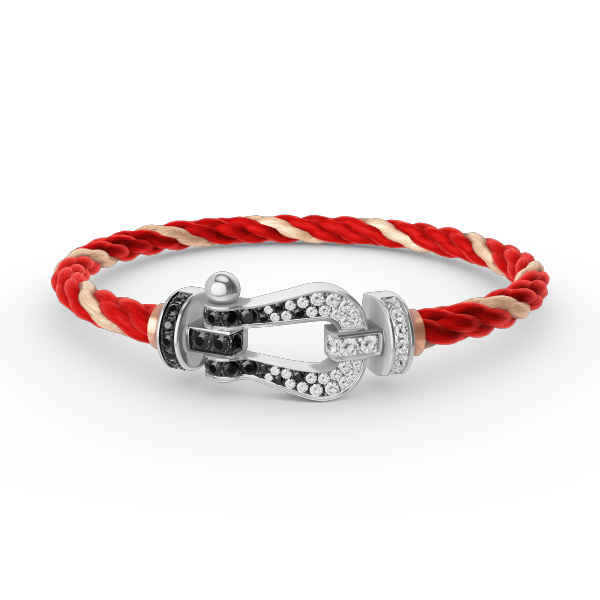 [Lumina]FORCE LARGE HORSESHOE BLACK WHITE DIAMOND BRACELET SILVER