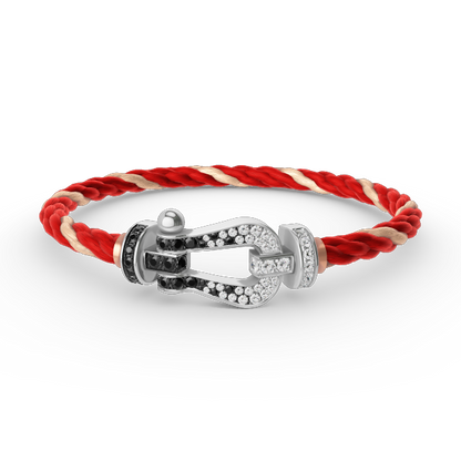 [Lumina]FORCE LARGE HORSESHOE BLACK WHITE DIAMOND BRACELET SILVER