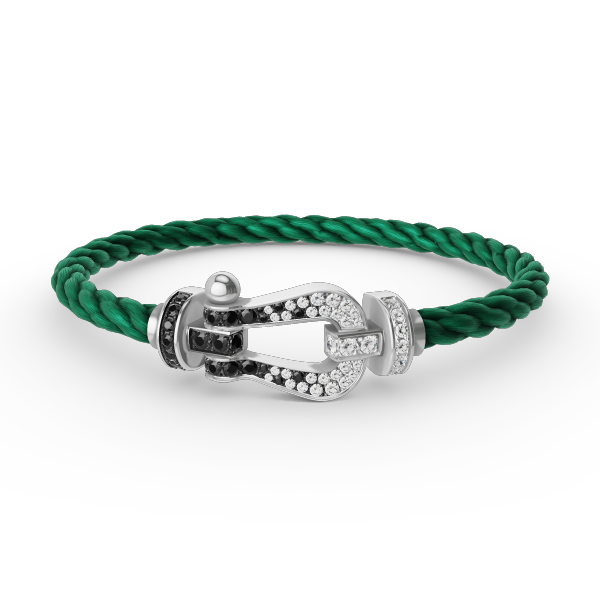 [Lumina]FORCE LARGE HORSESHOE BLACK WHITE DIAMOND BRACELET SILVER