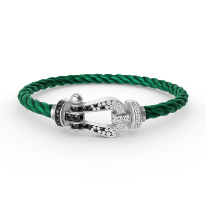 [Lumina]FORCE LARGE HORSESHOE BLACK WHITE DIAMOND BRACELET SILVER