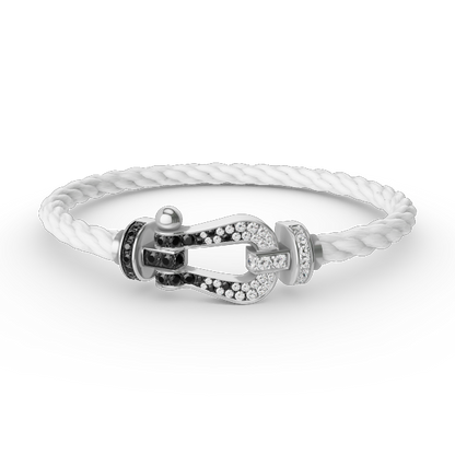 [Lumina]FORCE LARGE HORSESHOE BLACK WHITE DIAMOND BRACELET SILVER
