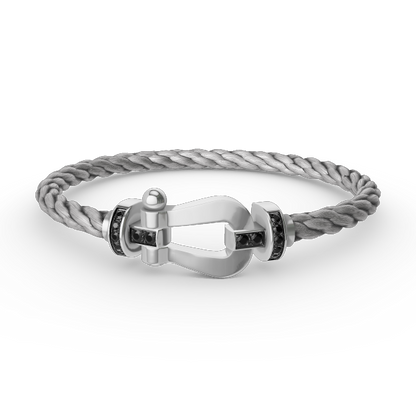 [Lumina]FORCE LARGE HORSESHOE BLACK DIAMOND BRACELET SILVER
