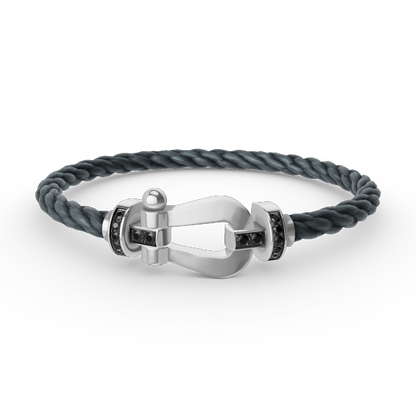 [Lumina]FORCE LARGE HORSESHOE BLACK DIAMOND BRACELET SILVER