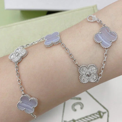 [Lumina] CLOVER 5 MOTIF PURPLE CHALCEDONY BRACELET COLLECTION