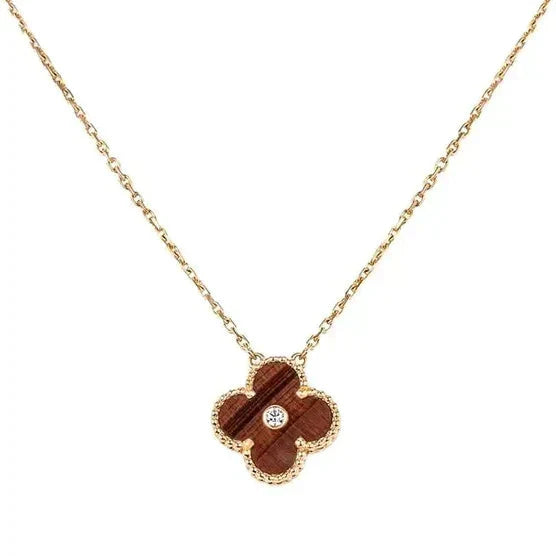 [Lumina]CLOVER 15MM DIAMOND AND YELLOW TIGER'S EYE AGATE necklace