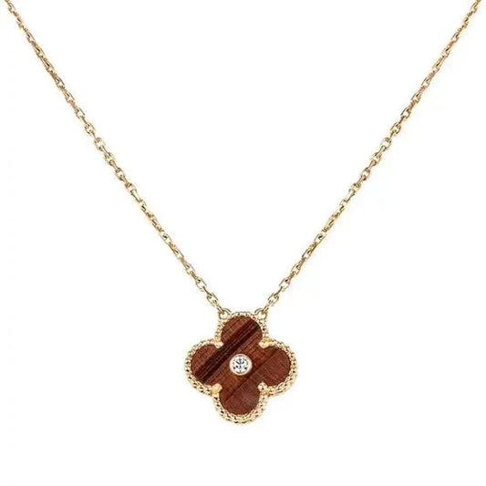 [Lumina]CLOVER 15MM DIAMOND AND YELLOW TIGER'S EYE AGATE necklace