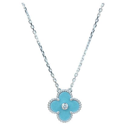 [Lumina]CLOVER 15MM DIAMOND SVRES PORCELAIN  NECKLACE SILVER