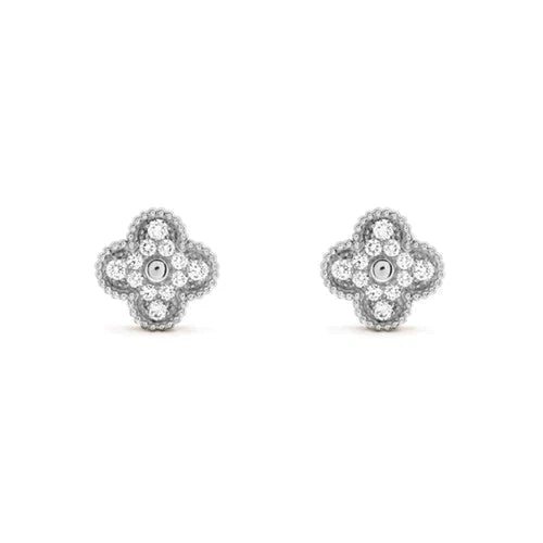 [Lumina]CLOVER 1 MOTIFS DIAMOND STUD EARRINGS SILVER