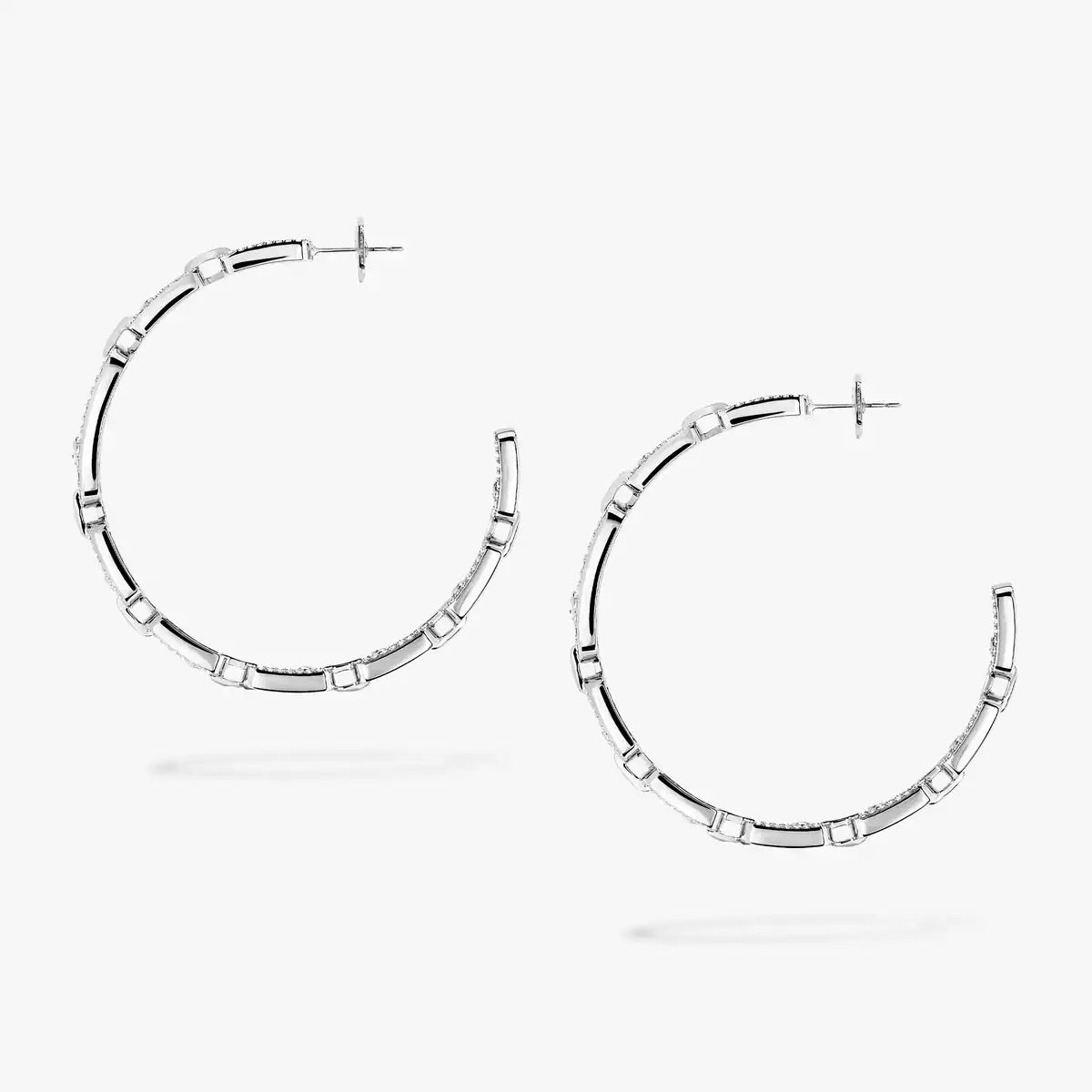 [[Lumina]Move Link Diamond Hoop Earrings